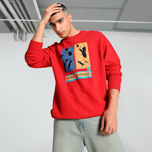 GRAPHICS "Technisch" Men's Relaxed Fit Crew-Neck Sweatshirt, For All Time Red, extralarge-IND